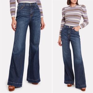 Veronica Beard Layton Wide Leg Flared High Rise Longline Blue Jeans 28 NWT